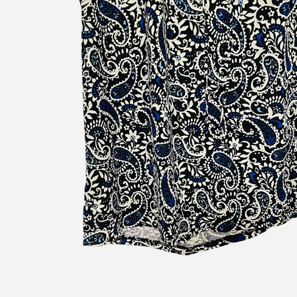 Loft Paisley Smocked Tie Neck Mixed Media Shell size M - Picture 4 of 12